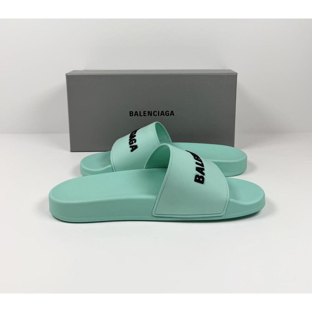 Size 11 - Balenciaga Mint Rubber Pool Sandals NEW! - Picture 4 of 9